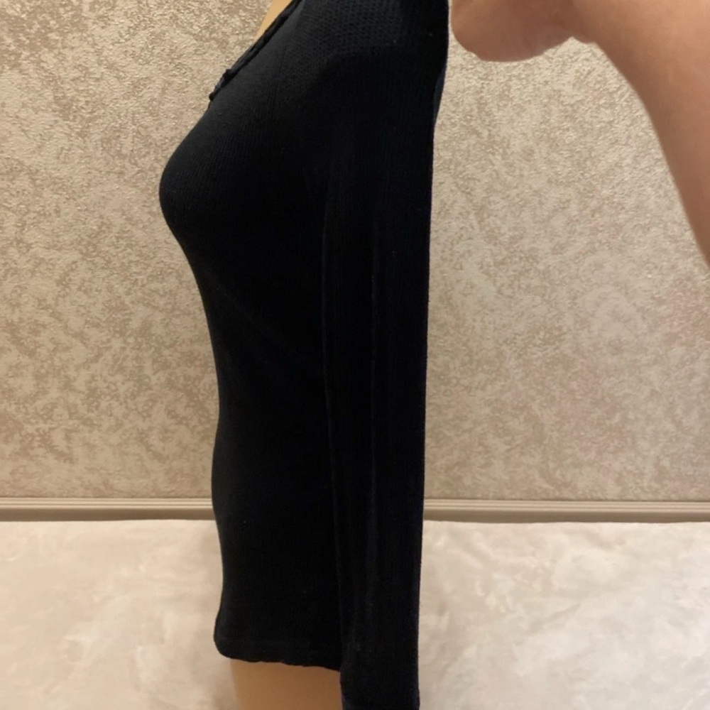 Xhilaration Black Button-Front Long Sleeve Top - Picture 8 of 13